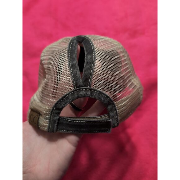C.C Ponytail Messy Buns Trucker Ponycaps Plain Baseball Hat Distressed Aztec - Picture 4 of 9
